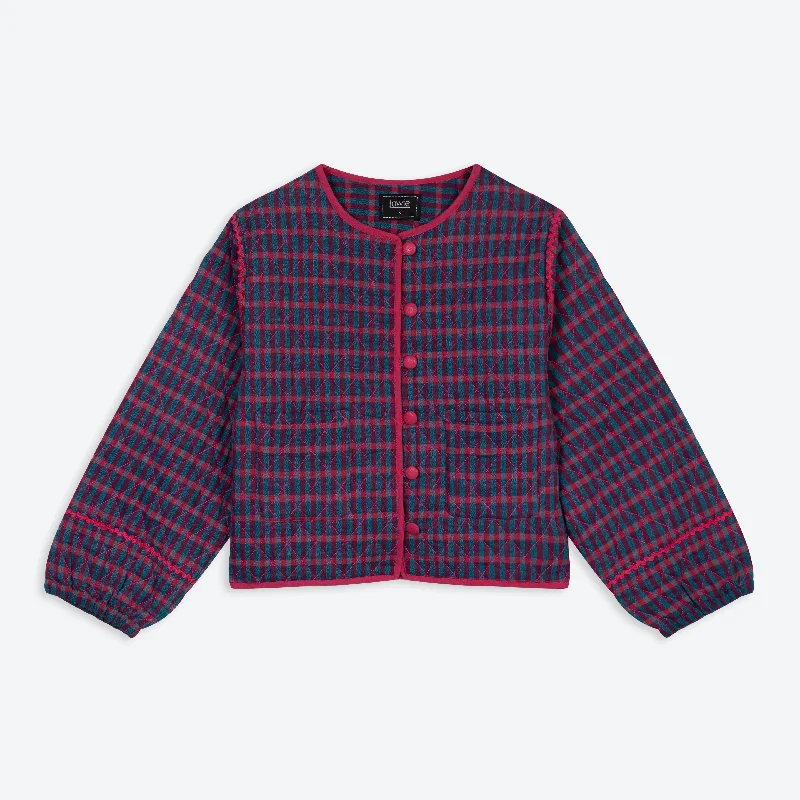 Lowie Teal and Red Check Quilted Jacket Earthy Women's 