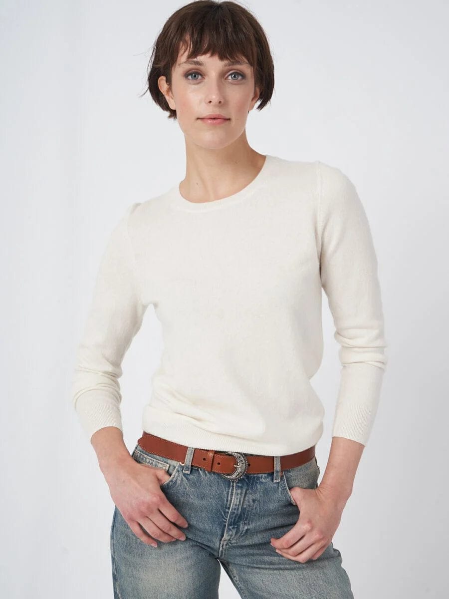 Repeat Cashmere Sweater w/ Round Neckline Casual Women's Loose - fitting