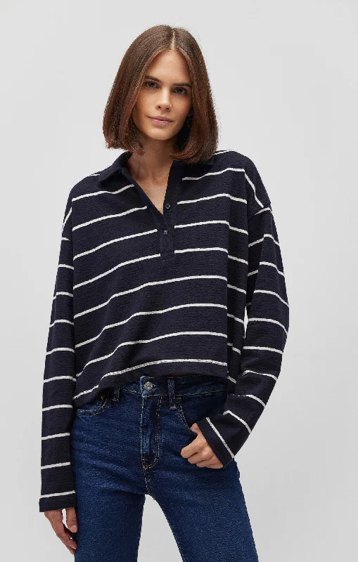 POLO SWEATER IN ANTIQUE WHITE STRIPE Dynamic Women's Moto