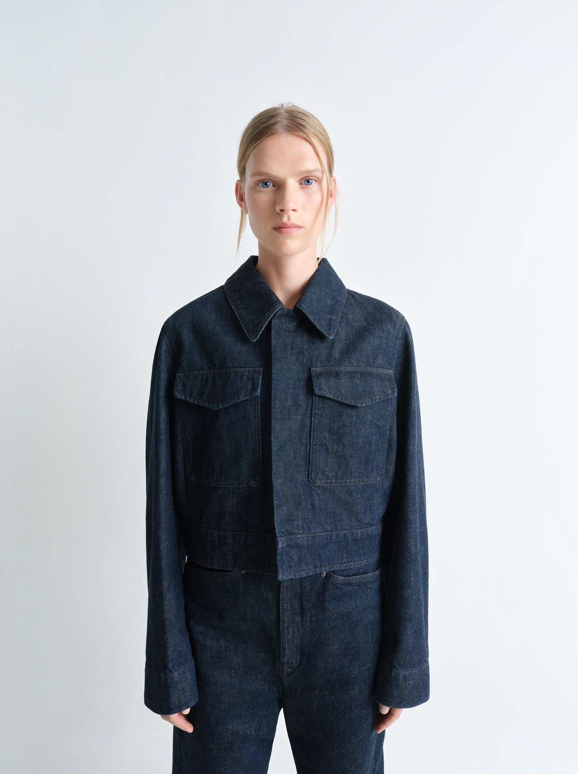 TWO POCKET CROPPED JACKET Monochromatic All - in - one