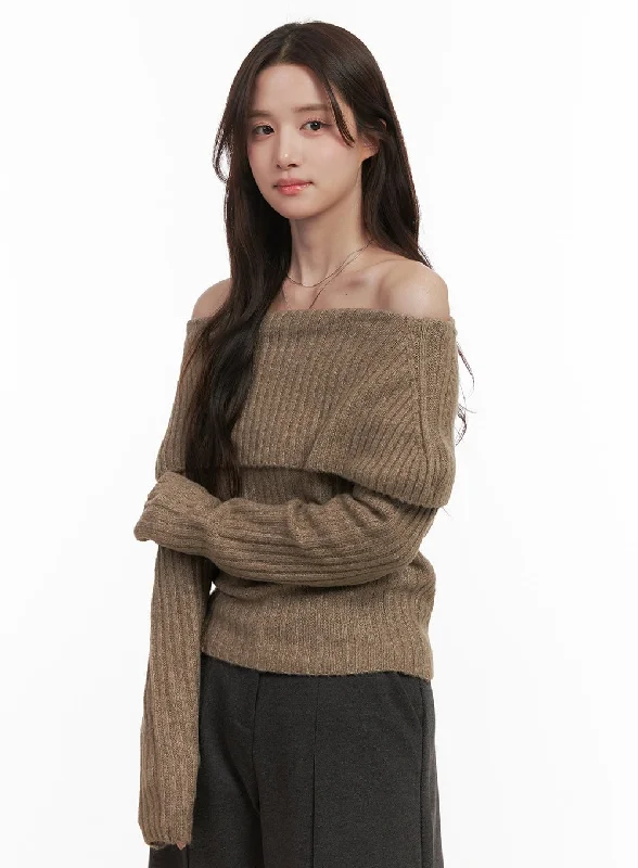 Elegant Off-Shoulder Sweater IJ510 Scandinavian
