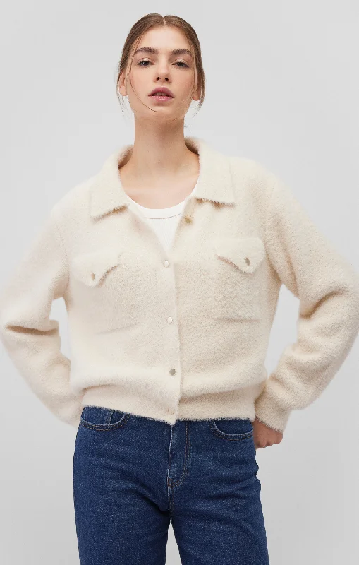 BUTTON CARDIGAN IN ANTIQUE WHITE Confident Women's High - fashion