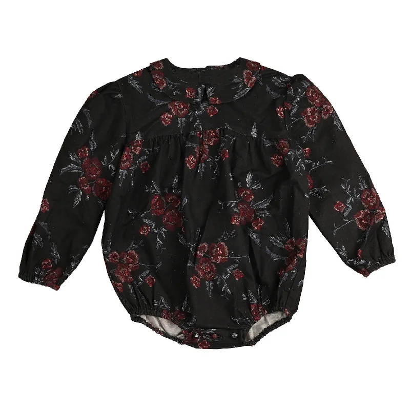 Belati Navy Floral Collared Romper (BBB330) Country