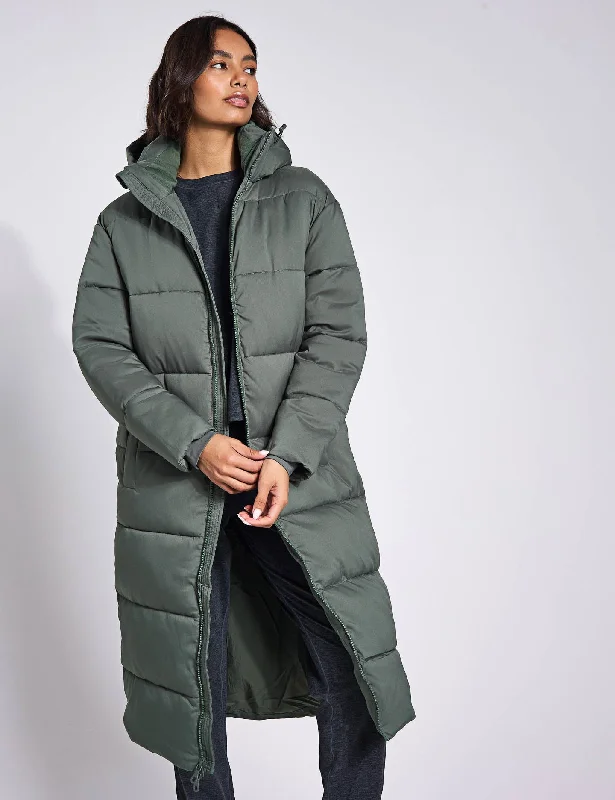 Long Puffer Jacket - Thyme Tough Women's Military - inspired