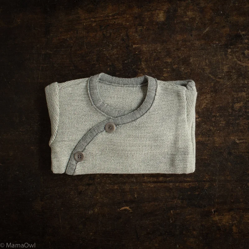 Baby & Kids Merino Wool Cardigan - Grey/Natural Tough Women's Military - inspired