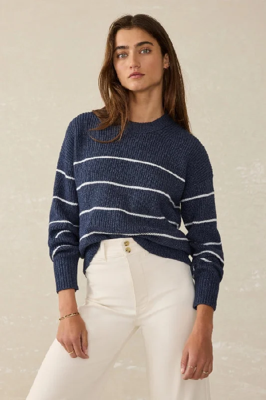 FAHERTY Sunwashed Cotton Fisherman Sweater Classic Women's Tweed