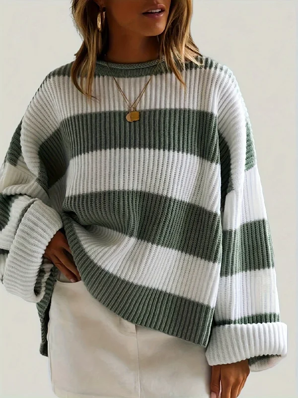Chloe™ Striped Crew Neck Pullover Sustainable Organic