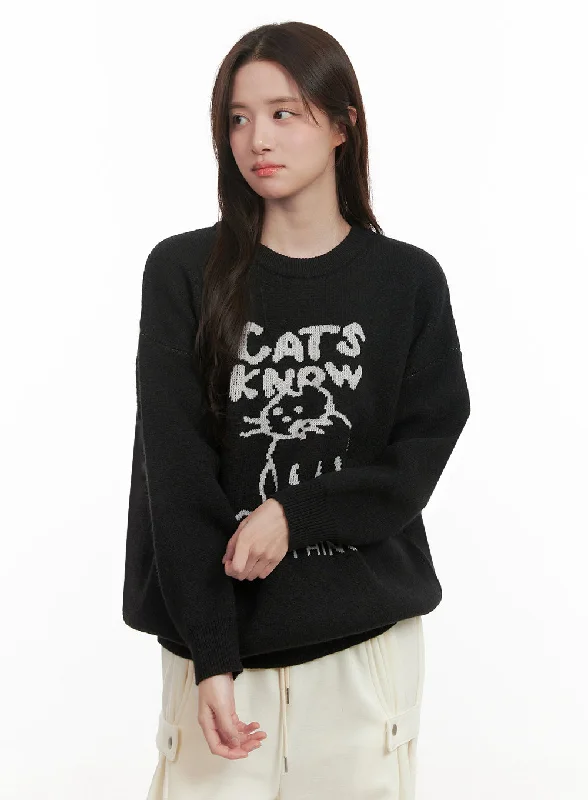 Cozy Graphic Knit Sweater IJ510 Cozy Women's Sherpa - lined