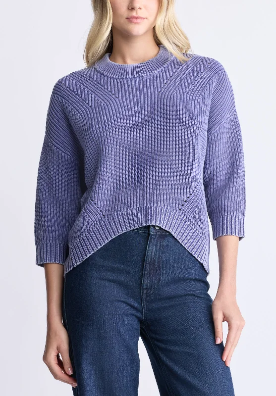 Kassanda Women's 3/4 Sleeve Knit Sweater, Blue - SW0100H Laid - back Women's Style