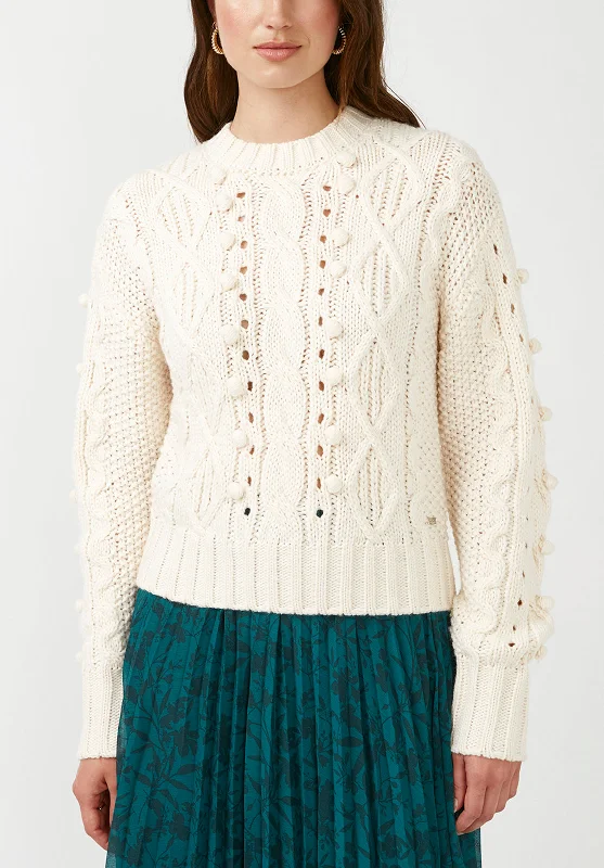 Larsa Women's Crew Neck Sweater in Ivory - SW0021F Sporty Women's Athleisure 