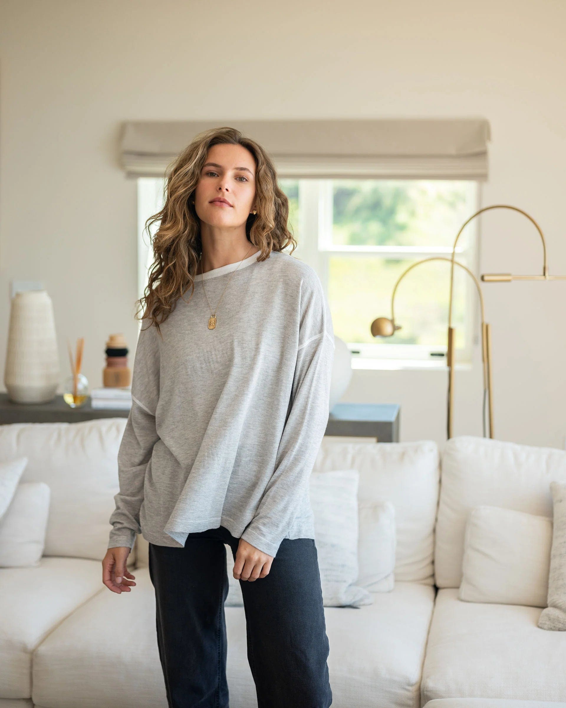 Mersea Delmar Sweater Silver Cloud Classic Women's Pin - striped