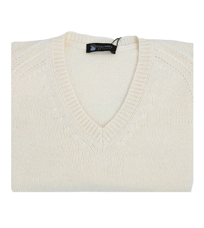 COLOMBO Women's V-Neck Kid Cashmere Sweater Practical Women's Quick - dry
