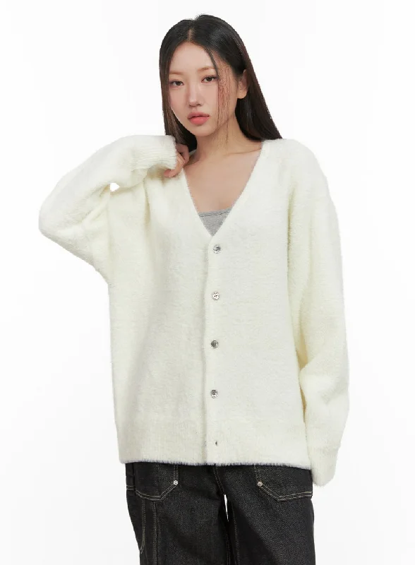Oversized Solid Knit Cardigan CD411 Athletic Women's 