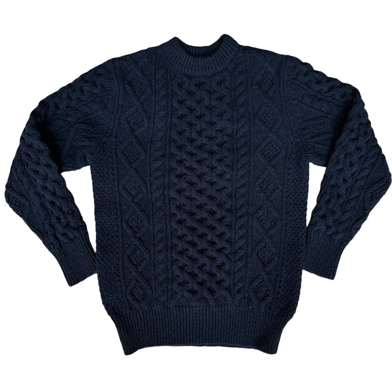 Steve McQueen Dark Navy Donegal Irish Wool Sweater Street