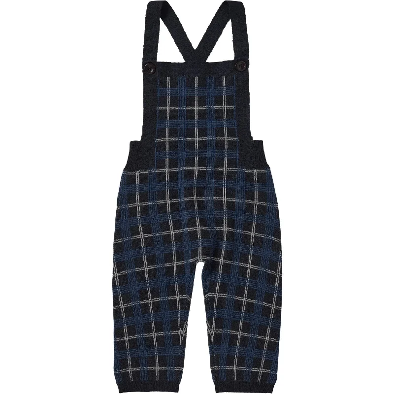 FUB Dark Navy Baby Checked Overalls Polished Women's Silk