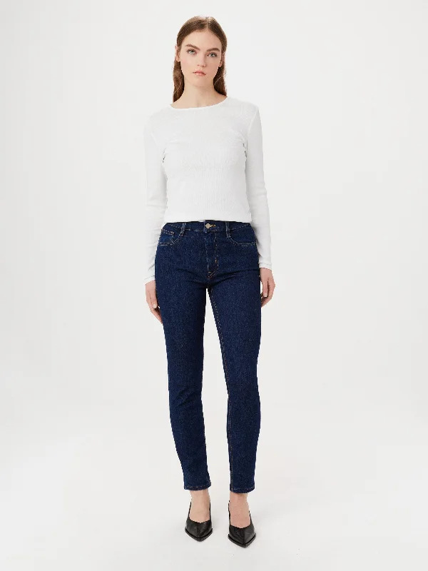 The Kim Slim Jean in Dark Wash Geometric