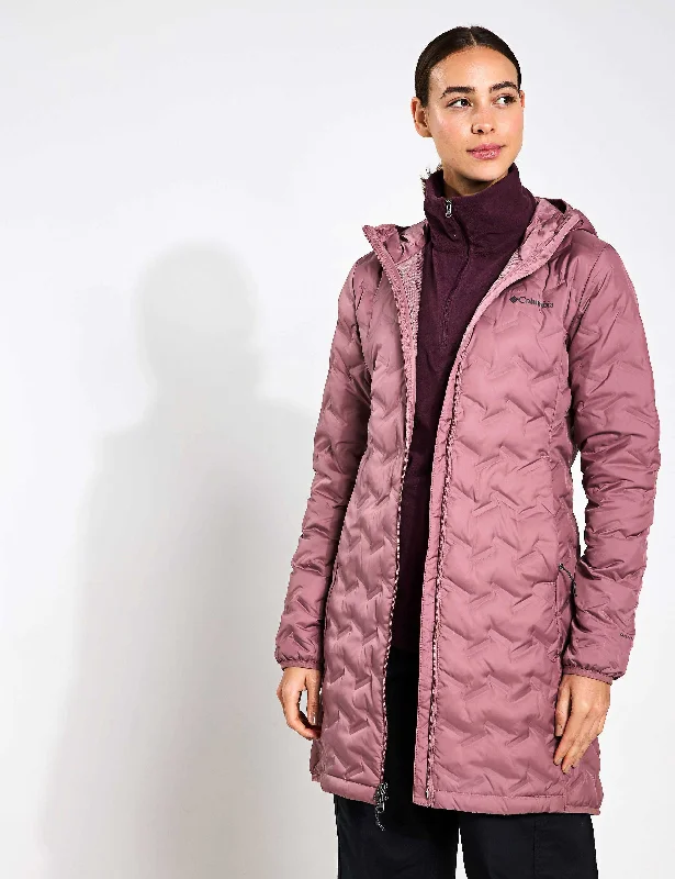 Delta Ridge II Hooded Long Down Puffer - Fig Sophisticated Women's Tailored