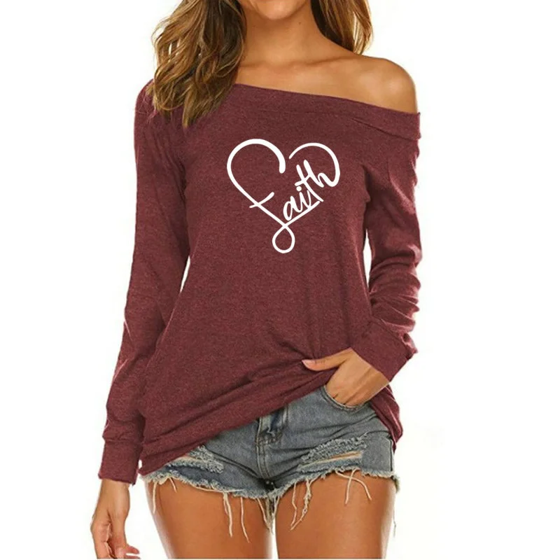 Faith Hope Love Custom Logo American Long Sleeve Loose Autumn Tees T shirt Women fall 2022 women clothes Luxurious Women's High - end Faith Hope Love Custom Logo American Long Sleeve Loose Autumn Tees T shirt Women fall 2022 women clothes Luxurious Women's High - end