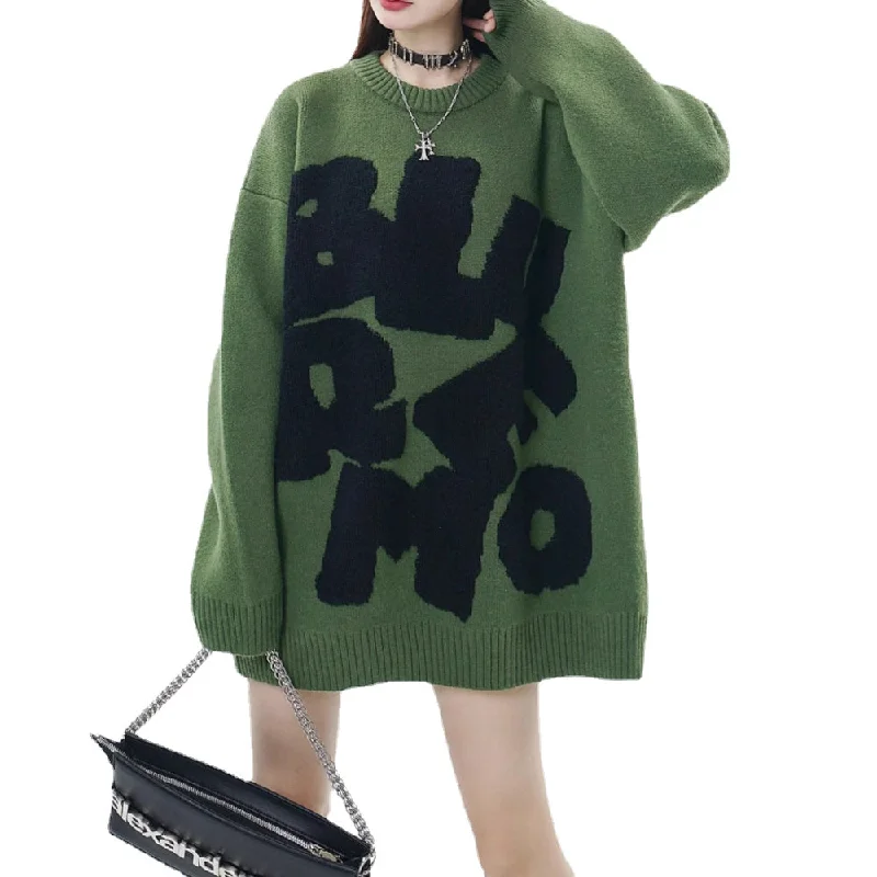 Women's Vintage Lettering Towel Embroidered Sweater Cashmere