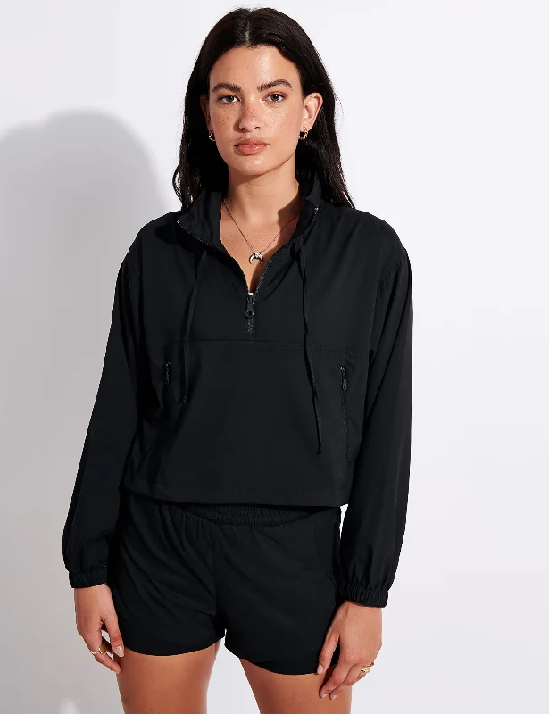 Hummingbird Half Zip Windbreaker - Black Streetwear Style for 