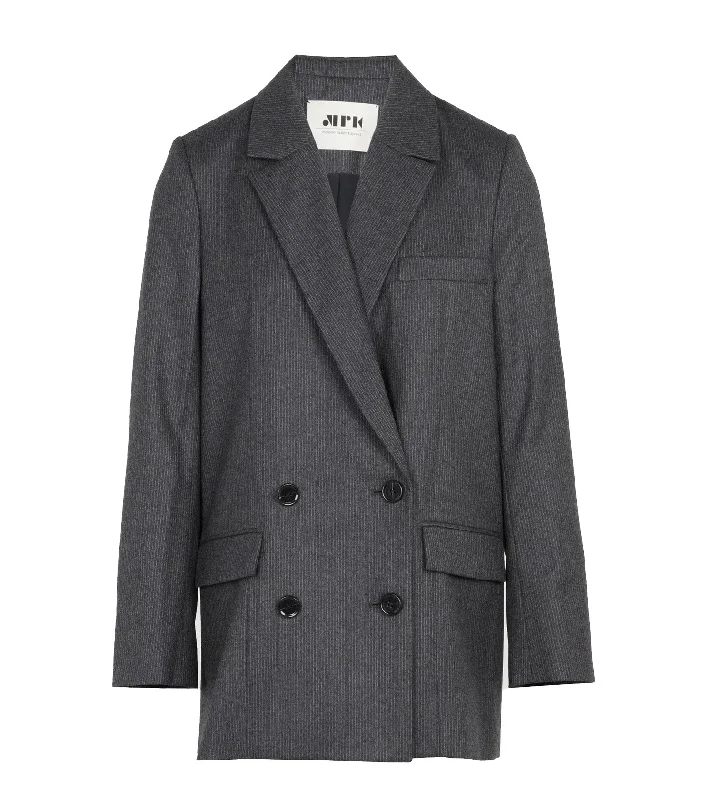 MAISON RABIH KAYROUZ Flannel Stripe Blazer Jacket Modern Women's Tech