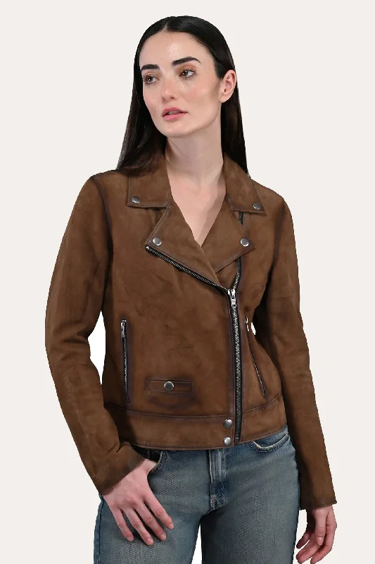 Frye Dark Taupe Biker Jacket Refined Women's Classic 