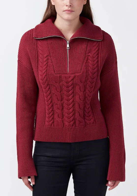 Sorella Women's Long Sleeve Sweater in Dark Red - SW0032F Contemporary 