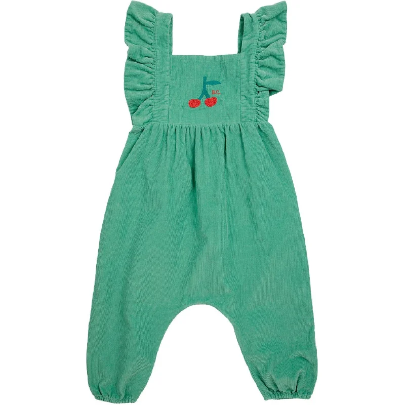 Bobo Choses Green Cherry Micro Corduroy Overall Monochromatic Office Style