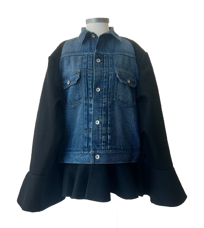 SACAI Denim x Wool Melton Cape British Gentlewoman Style