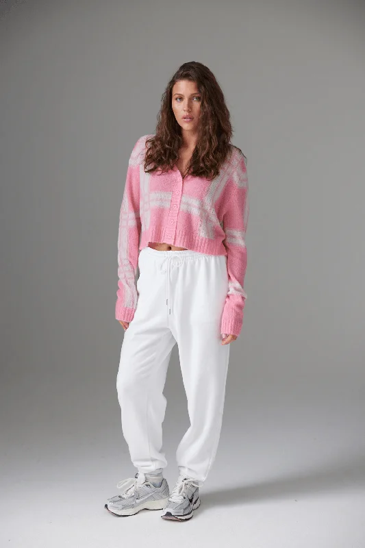 COLORUSH Amara Check Cardigan / Rosa, Parma & Tea Rose Vintage Women's 1970S 