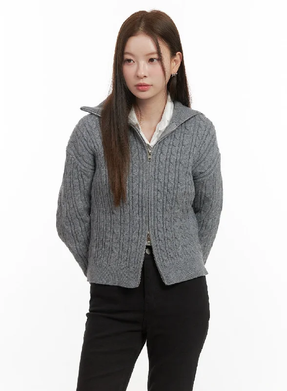 Cable Knit Zip Up Cardigan OD418 performance