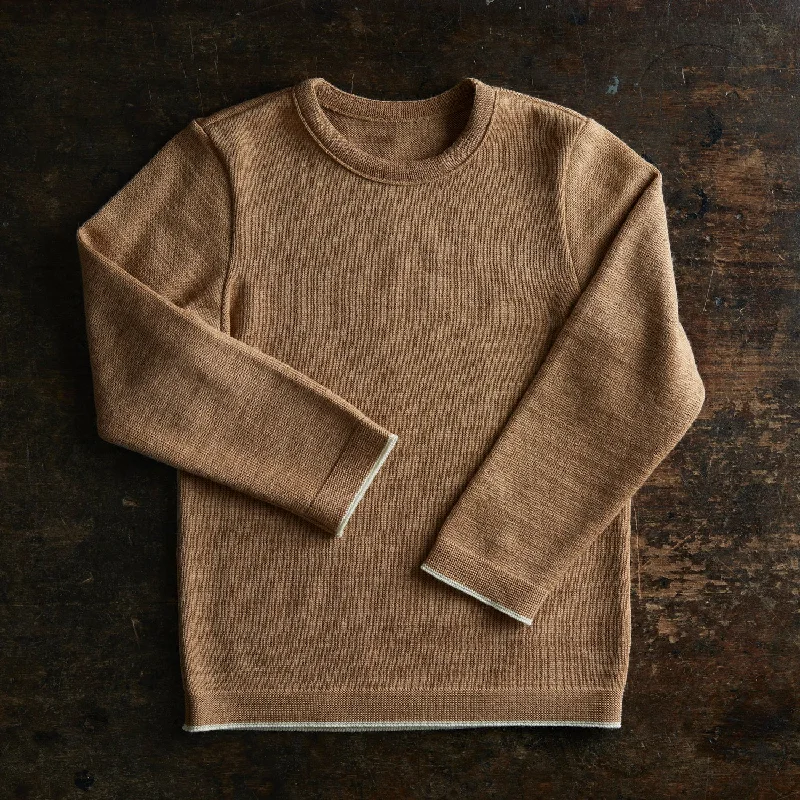Merino Wool Jumper - Caramel Monochromatic Office Style
