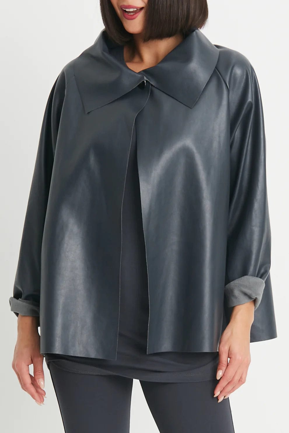 Planet Vegan Leather Shirttail Jacket Confident Women's Power