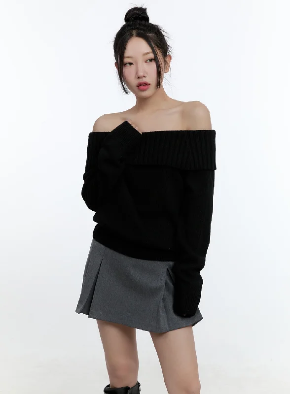 Wool-Blend Off-Shoulder Sweater CD424 Sophisticated Women's 