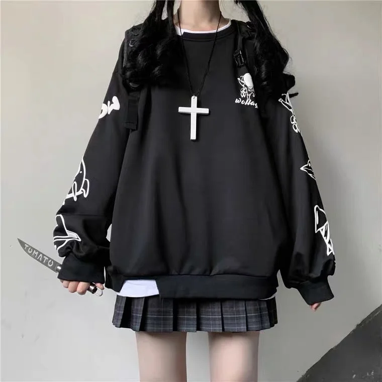 Japanese dark sweet and cool sweatshirt BY111 Feminine Women's Soft 