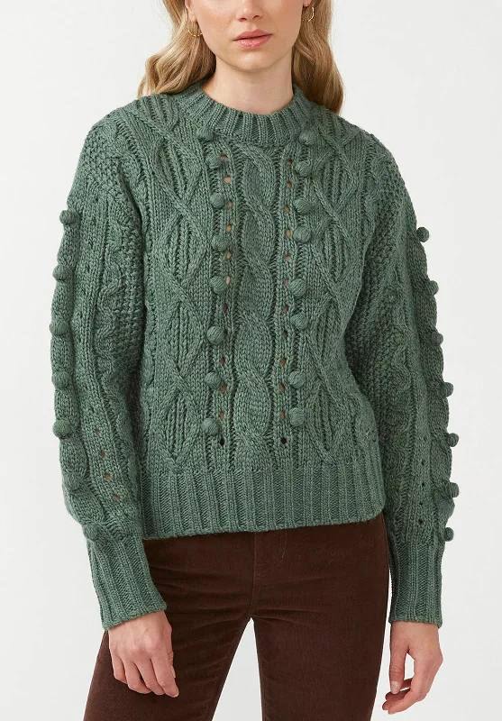 Larsa Women's Crew Neck Sweater in Dark Green - SW0021F Sophisticated Women's 