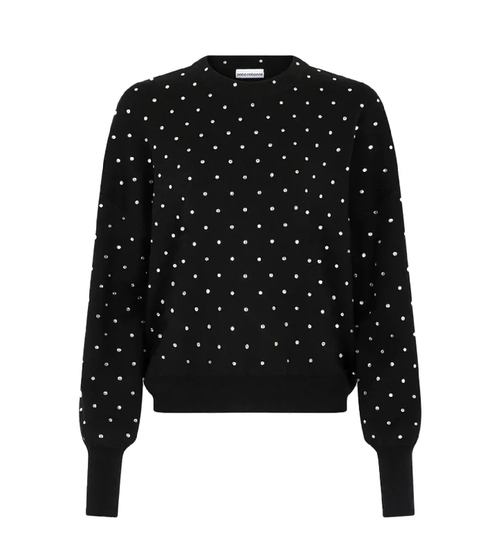RABANNE Crystal-Embellished Black Wool Sweater Sophisticated Women's 