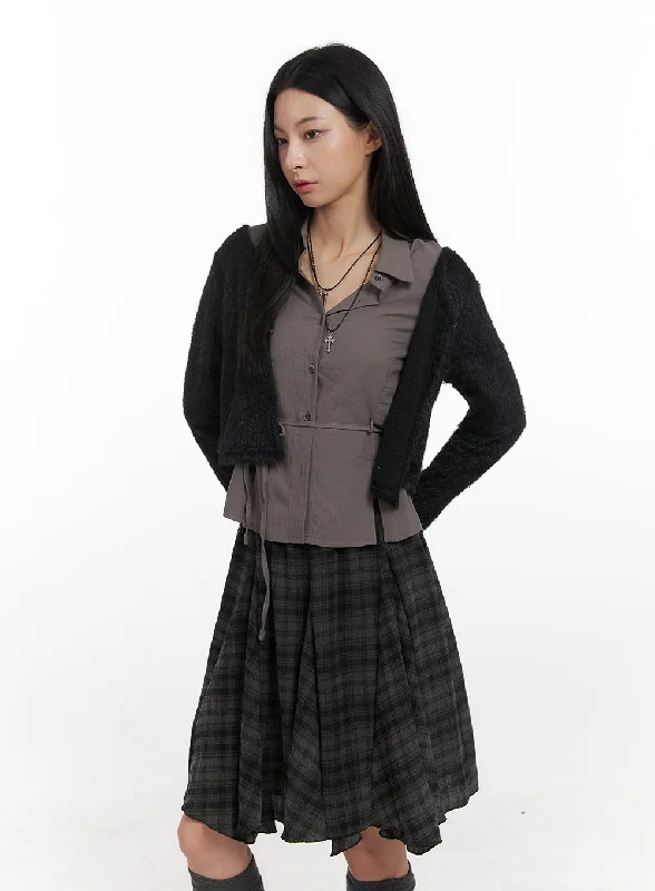 Buckle Mohair Crop Cardigan CN426 Confident Women's Power