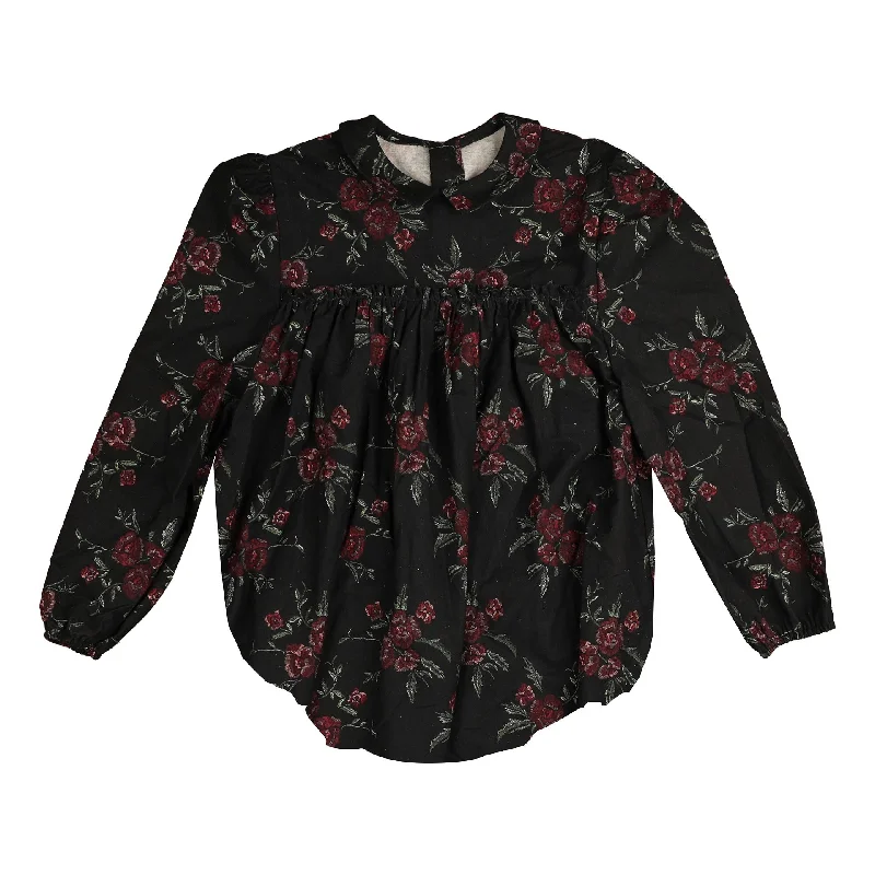 Belati Black Floral Collared Romper (BBB330) Traditional Women's 