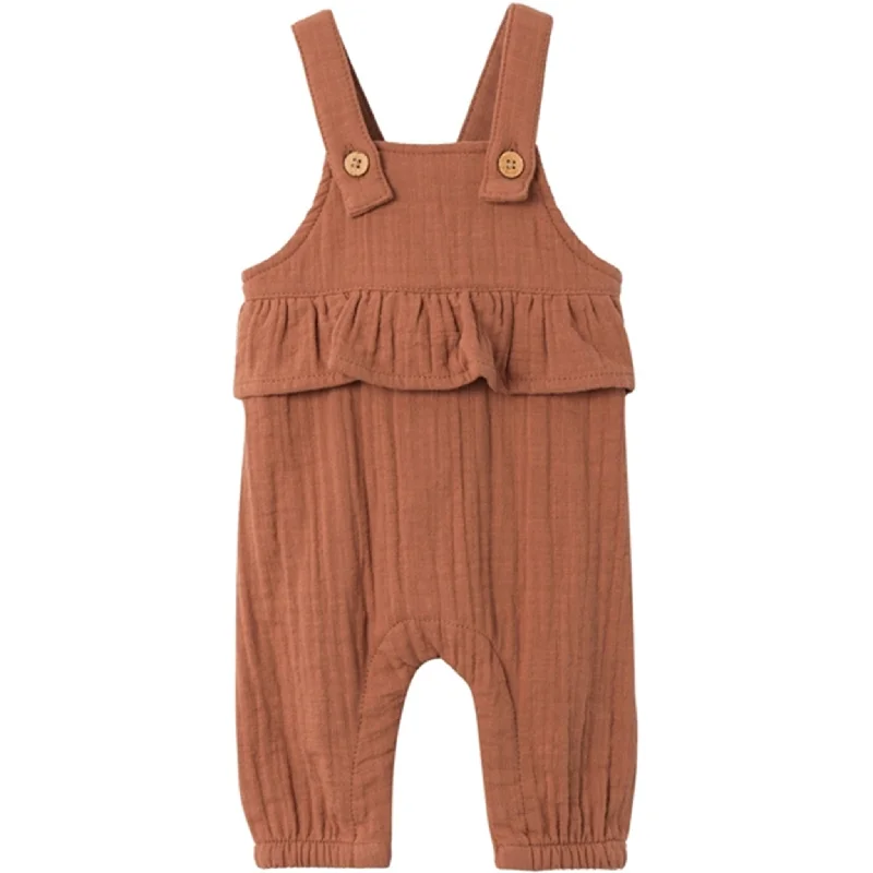 Lil'Atelier Carob Brown Tuda Loose Overall Trendy Women's Oversized