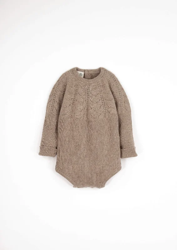 Popelin Beige Textured Knit Romper Suit (Mod 11.1) Trendy Women's 