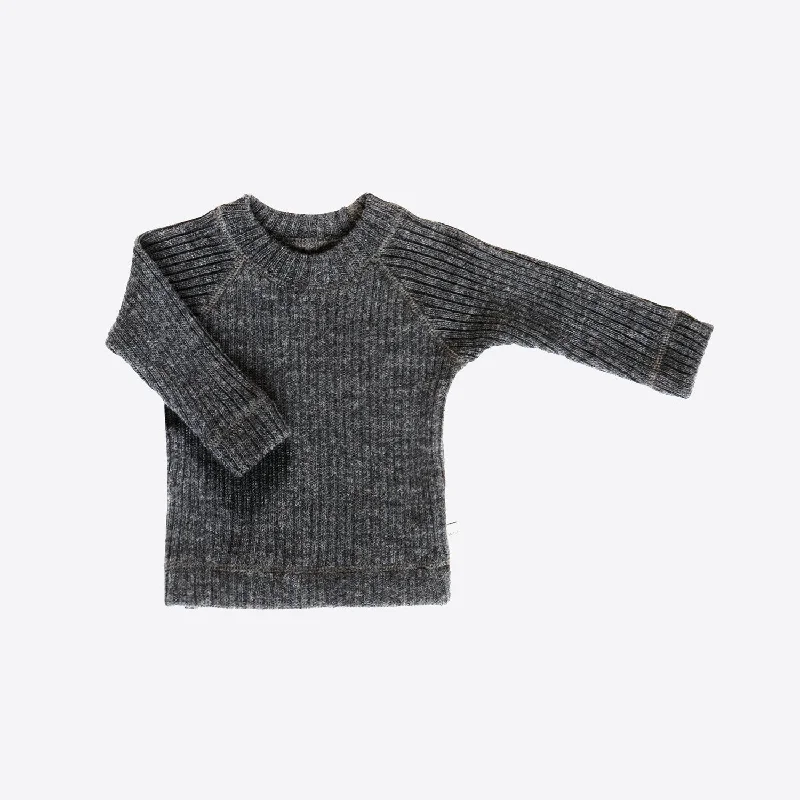 Baby & Kids Merino Wool Heavy Rib Sweater - Charcoal Cool Women's Distressed