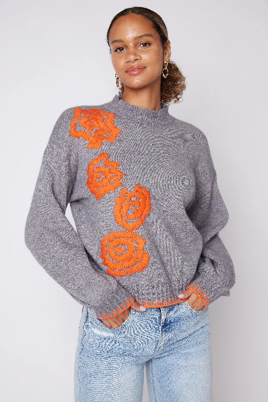SALE - Shannon Floral Embroidery Sweater Earthy Women's 