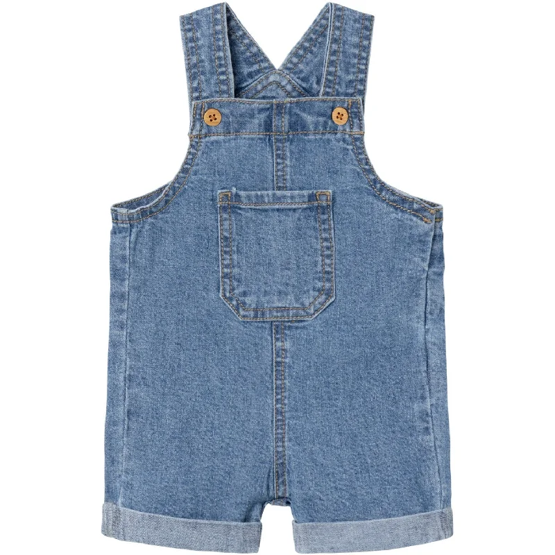 Name It Medium Blue Denim Lou Denim Shorts Overall Classic Women's Pin - striped