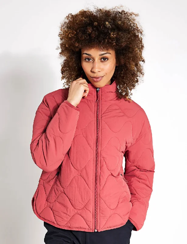 Packaway Quilted Funnel Neck Jacket - Brick Modern Women's 