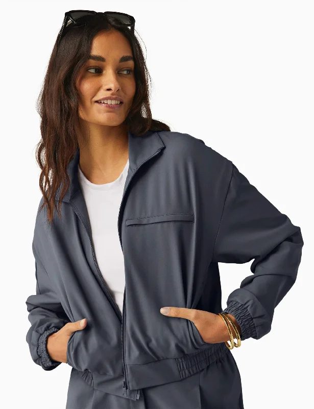 Status Pocket Sleeve Cropped Jacket - Night Shadow Sharp Women's Italian