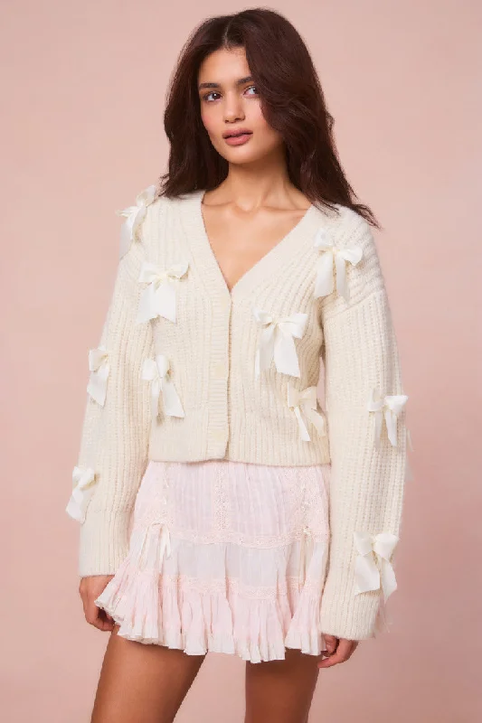 Ashtan Alpaca Bow-Embellished Cardigan Youthful Women's Pop