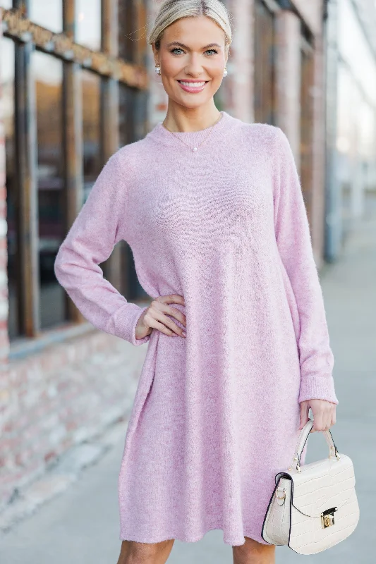 Be The One Pink Babydoll Sweater Dress Sleek Women's 