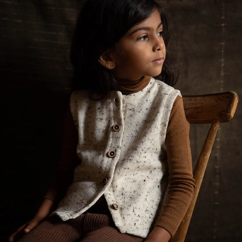 Magpie Baby & Kids Vest - Merino Wool Speckle - Quail French