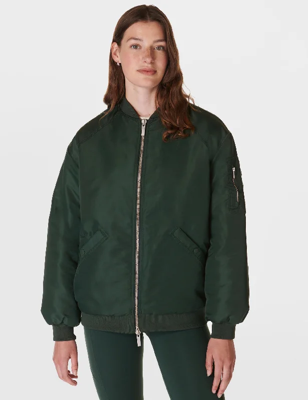 Cityscape Longline Bomber - Trek Green Dapper Women's Bow - adorned